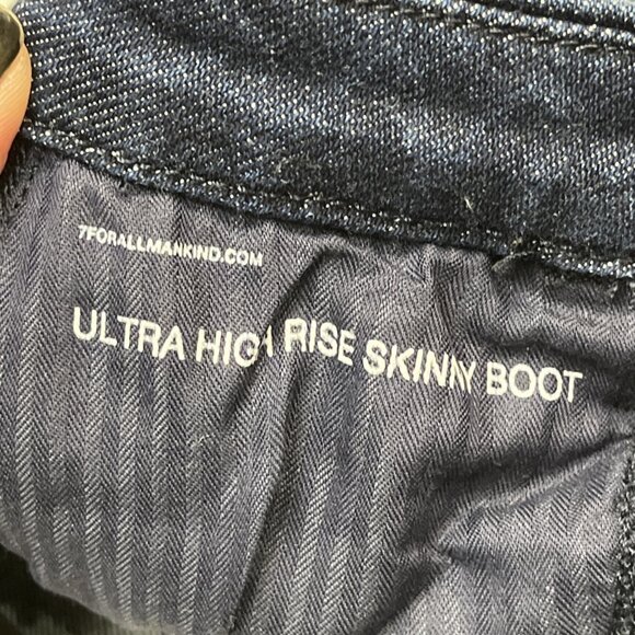 7 For All Mankind Jeans 24 Indigo Fairytale‎ Floral High Rise Skinny Bootcut - Picture 11 of 16